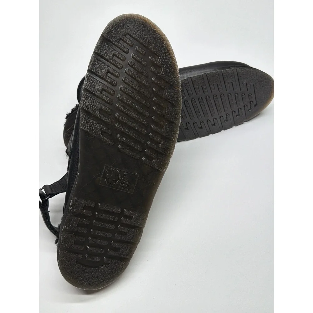 Dr Martens Black Leather Fur Lined Clog Sandal Mens Size 13 Adjustable Strap NWT